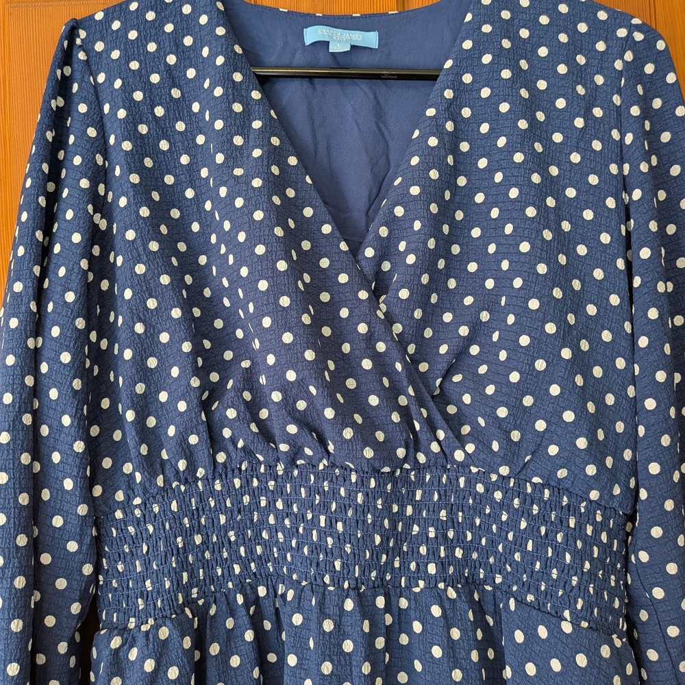Draper James Navy Dress with White Dots
